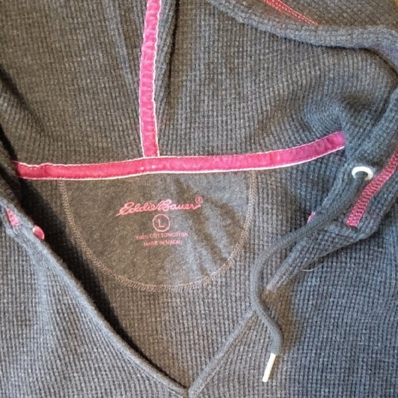 Eddie Bauer Dark Gray and Magenta, Ladies, Large Hoodie Sweatshirt - Picture 2 of 6